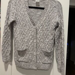 Abercrombie & Fitch Light Gray Cable Knit Cardigan